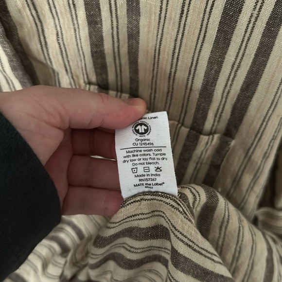 Mate the Label • Butter Yellow Striped Linen Buttonup Size M - Picture 6 of 10